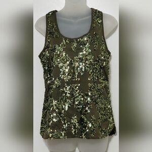 J. Crew Mermaid Sequin Green Tank Top size 2
